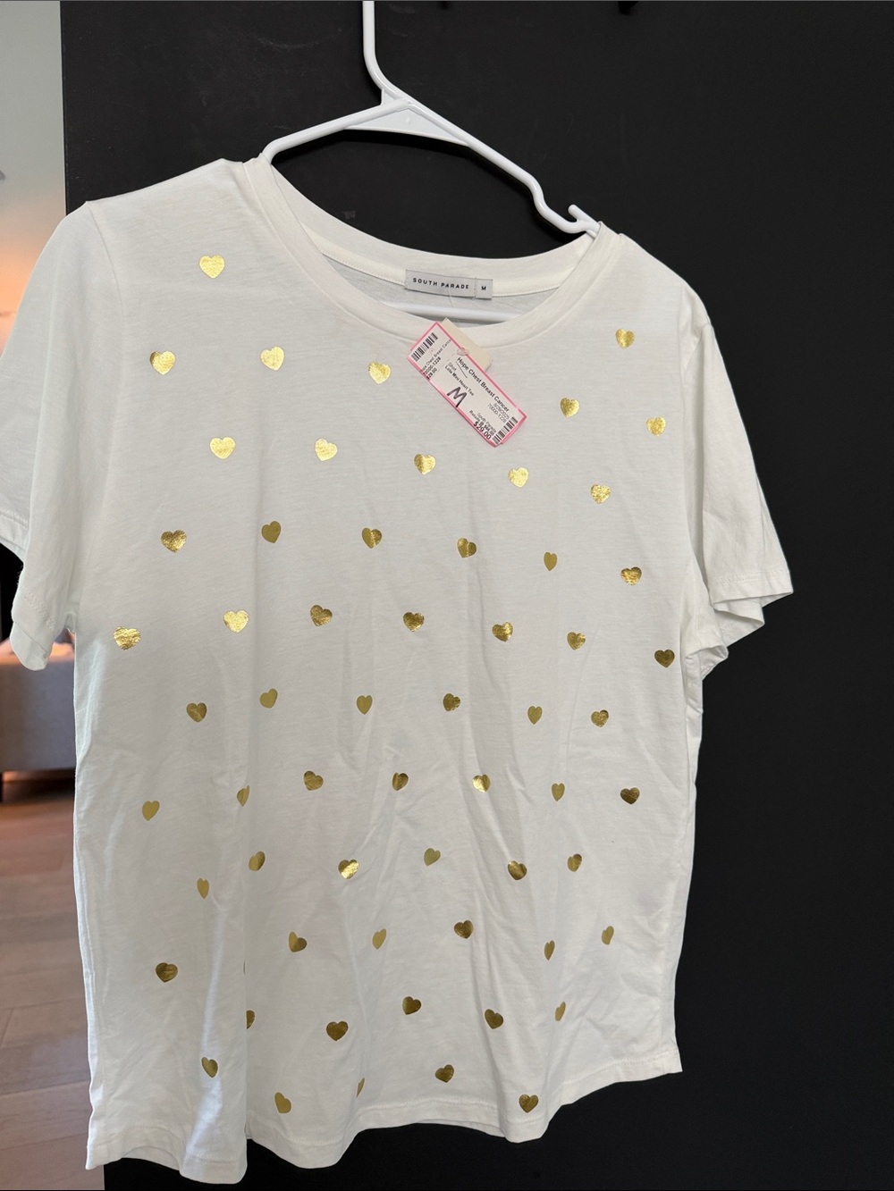White Tee with Gold Heart Print - South Parade